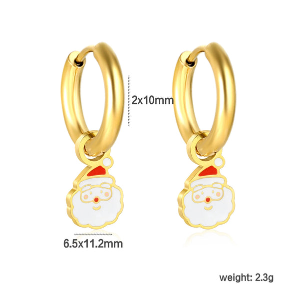Women's Stainless Steel Geometric Christmas Earrings With Electroplated Festive Design Fashion Holiday Ear Accessories