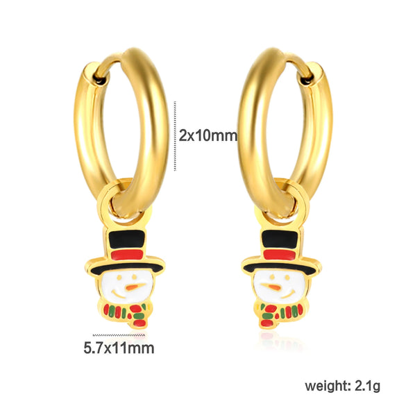 Women's Stainless Steel Geometric Christmas Earrings With Electroplated Festive Design Fashion Holiday Ear Accessories