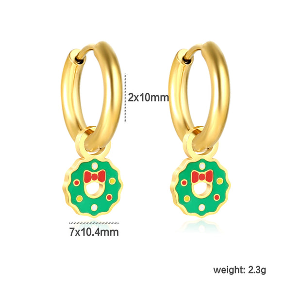 Women's Stainless Steel Geometric Christmas Earrings With Electroplated Festive Design Fashion Holiday Ear Accessories