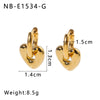 Women's Stainless Steel Geometric Crescent Love Flower Pendant Earrings With 18K Vacuum Plating In Furnace