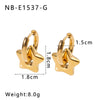 Women's Stainless Steel Geometric Crescent Love Flower Pendant Earrings With 18K Vacuum Plating In Furnace