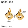 Women's Stainless Steel Geometric Crescent Love Flower Pendant Earrings With 18K Vacuum Plating In Furnace