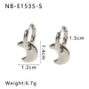Women's Stainless Steel Geometric Crescent Love Flower Pendant Earrings With 18K Vacuum Plating In Furnace