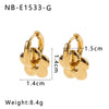 Women's Stainless Steel Geometric Crescent Love Flower Pendant Earrings With 18K Vacuum Plating In Furnace
