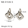 Women's Stainless Steel Geometric Crescent Love Flower Pendant Earrings With 18K Vacuum Plating In Furnace