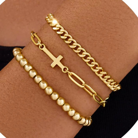 Women's Stainless Steel Geometric Cross Bracelet With Electroplated Finish Fashion Simple Friendship Gift Jewelry