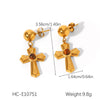Women's Stainless Steel Geometric Cross Electroplated Light Luxury Vintage Earrings