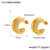 Women's 316L Stainless Steel Geometric Cshaped Diamond Earrings With 18K Real Gold Plating
