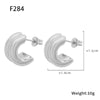 Women's 316L Stainless Steel Geometric Cshaped Diamond Earrings With 18K Real Gold Plating