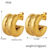 Women's 316L Stainless Steel Geometric Cshaped Diamond Earrings With 18K Real Gold Plating