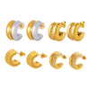 Women's 316L Stainless Steel Geometric Cshaped Diamond Earrings With 18K Real Gold Plating