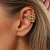 Women's Stainless Steel Geometric Cshaped Ear Cuff With Layered Round Bead Design And Plated Finish No Piercing Required