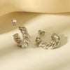 Women's Stainless Steel Geometric Cshaped Twist Earrings Electroplated