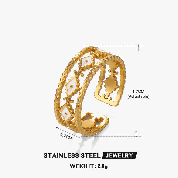 Women's Stainless Steel Geometric Devil's Eye Oil Drop Ring With Electroplating