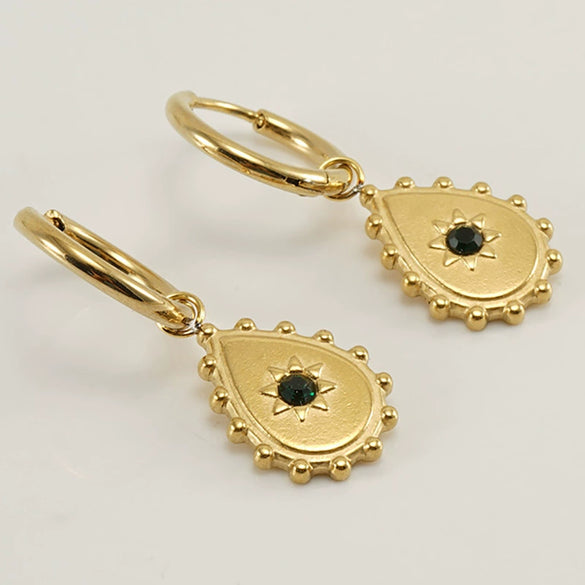 Women's 316L Stainless Steel Geometric Diamond Earrings 18K Gold Plated
