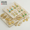 Women's 316L Stainless Steel Geometric Diamond Earrings 18K Gold Plated