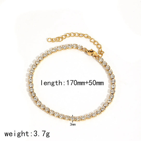 Women's Stainless Steel Geometric Diamondencrusted Zircon Electroplated Highend Bracelet