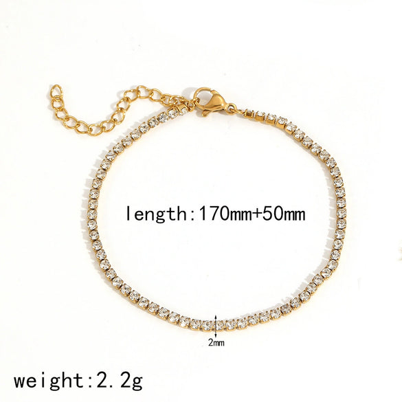 Women's Stainless Steel Geometric Diamondencrusted Zircon Electroplated Highend Bracelet