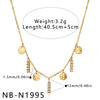 Women's Stainless Steel Geometric Disc Pendant Necklace With Rhinestone Tassel Detail And Electroplated Finish