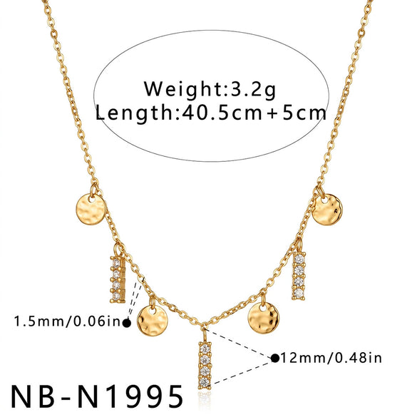 Women's Stainless Steel Geometric Disc Pendant Necklace With Rhinestone Tassel Detail And Electroplated Finish