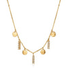 Women's Stainless Steel Geometric Disc Pendant Necklace With Rhinestone Tassel Detail And Electroplated Finish