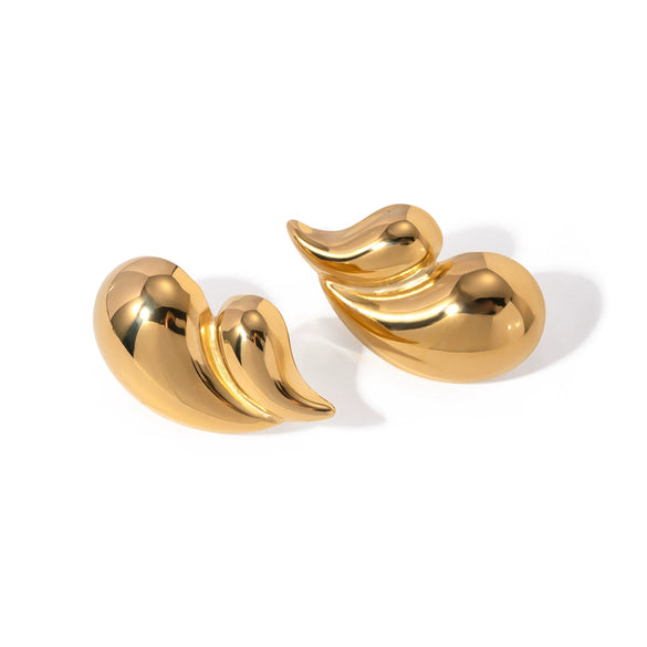 Women's Stainless Steel Geometric Double Layer Glossy Water Drop Earrings Jewelry With Electroplating Treatment