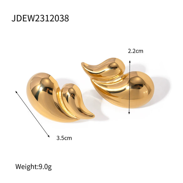 Women's Stainless Steel Geometric Double Layer Glossy Water Drop Earrings Jewelry With Electroplating Treatment