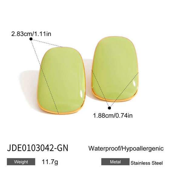 Women's Stainless Steel Geometric Drop Oil Earrings With Electroplating Design