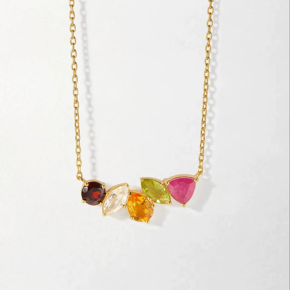 Women's Stainless Steel Geometric Drop Shape Ruby Clavicle Chain All Match Zircon Elegant Necklace