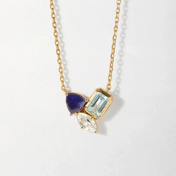 Women's Stainless Steel Geometric Drop Shape Ruby Clavicle Chain All Match Zircon Elegant Necklace