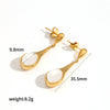 Women's Stainless Steel Geometric Dropshaped Cat's Eye Stone Earrings With 18K Gold Ball Pendant And Electroplating