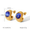 Women's Stainless Steel Geometric Dropshaped Electroplated Cat's Eye Stone Earrings