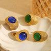 Women's Stainless Steel Geometric Dropshaped Electroplated Cat's Eye Stone Earrings