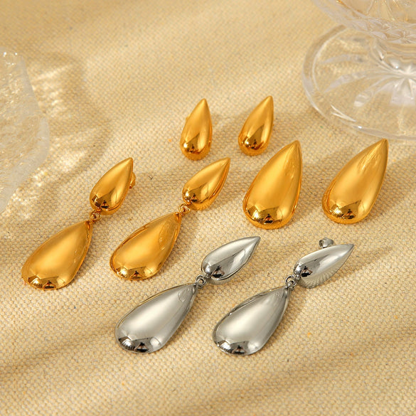 Women's Stainless Steel Geometric Dropshaped Electroplated Drop Earrings