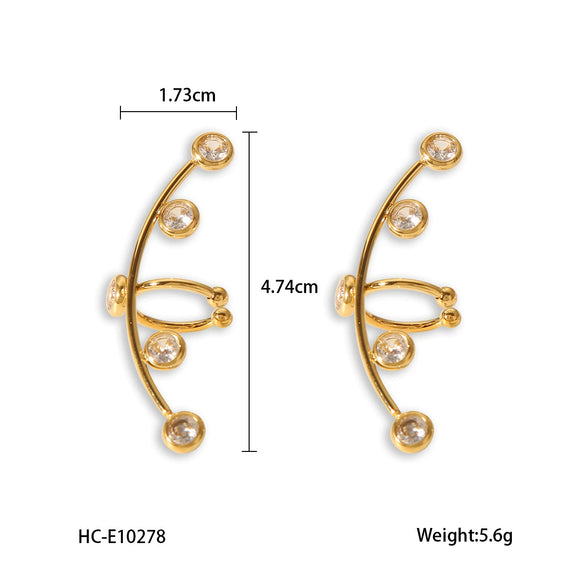 Women's Stainless Steel Geometric Ear Clip Earrings With 18K Gold Electroplating