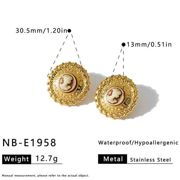 Women's Stainless Steel Geometric Earrings And Ring Set With Rhinestone And Pearl Accents 18K Vacuum Plated Fashion Jewelry