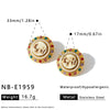 Women's Stainless Steel Geometric Earrings And Ring Set With Rhinestone And Pearl Accents 18K Vacuum Plated Fashion Jewelry