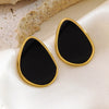 Women's 304 Stainless Steel Geometric Earrings With Colorful Enamel Finish Electroplated Fashion Jewelry
