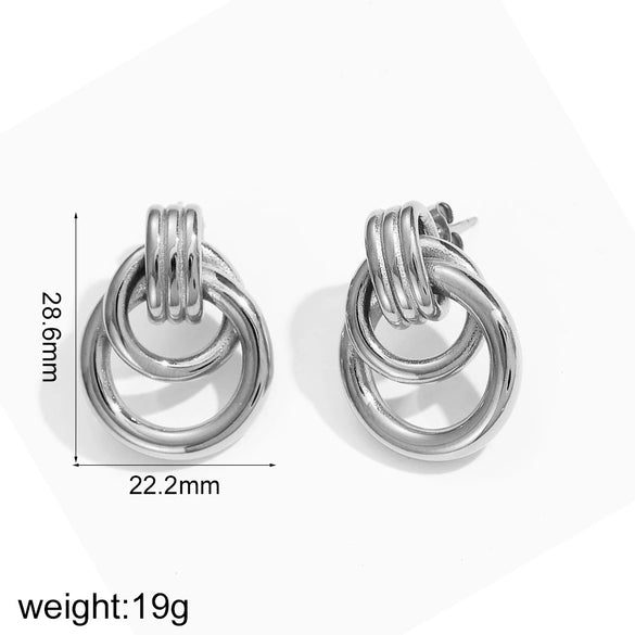 Women's Stainless Steel Geometric Earrings With Electroplating And Fashion Personality