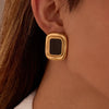 Women's Stainless Steel Geometric Earrings With Electroplating And Imitation Agate