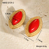 Women's Stainless Steel Geometric Earrings With Electroplating And Imitation Agate