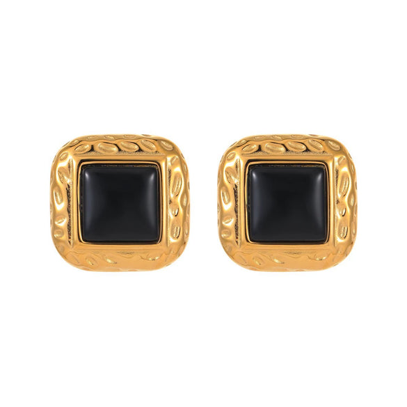 Women's Stainless Steel Geometric Earrings With Electroplating And Imitation Agate