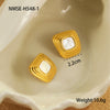 Women's Stainless Steel Geometric Earrings With Electroplating And Imitation Agate