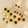 Women's Stainless Steel Geometric Earrings With Electroplating And Imitation Agate