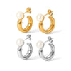 Women's Stainless Steel Geometric Earrings With Electroplating Treatment
