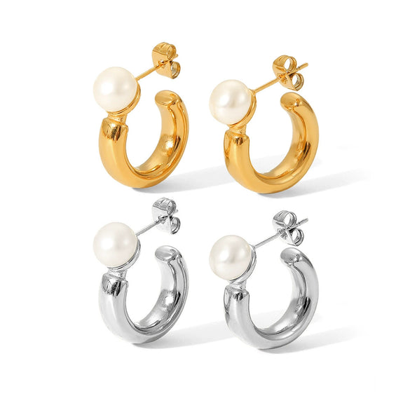 Women's Stainless Steel Geometric Earrings With Electroplating Treatment