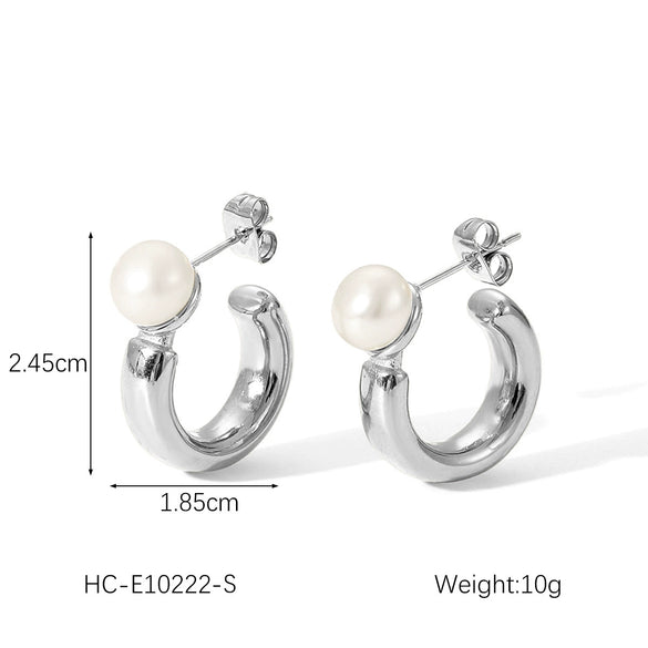 Women's Stainless Steel Geometric Earrings With Electroplating Treatment