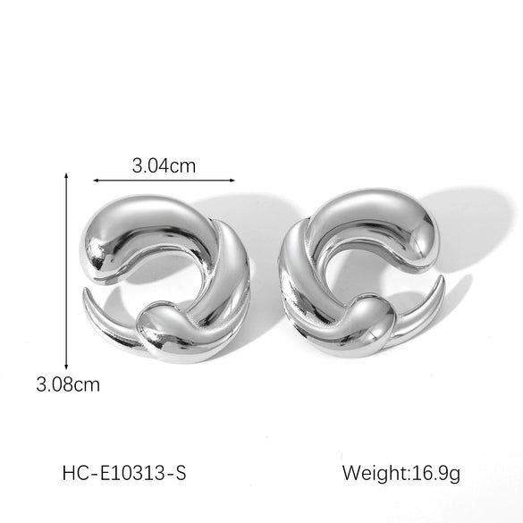 Women's Stainless Steel Geometric Earrings With Electroplating Treatment