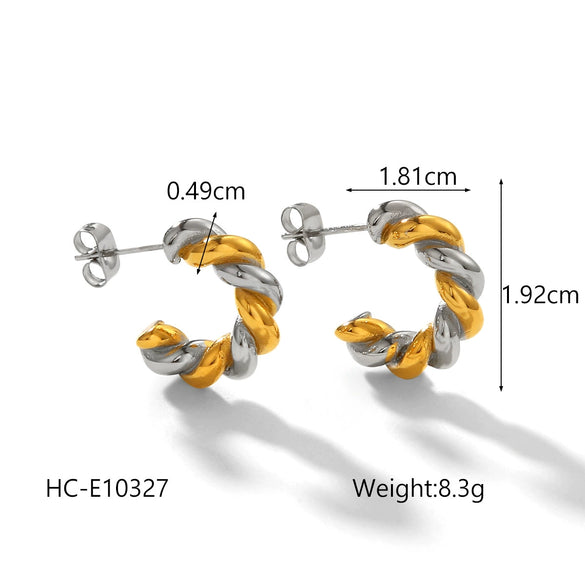 Women's Stainless Steel Geometric Earrings With Electroplating Treatment