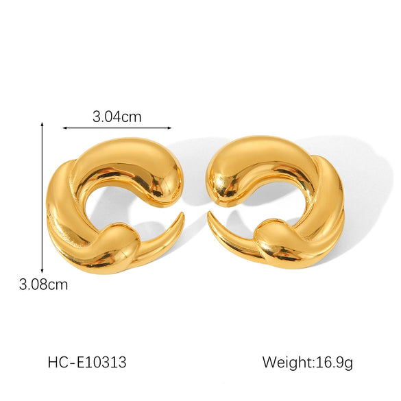 Women's Stainless Steel Geometric Earrings With Electroplating Treatment